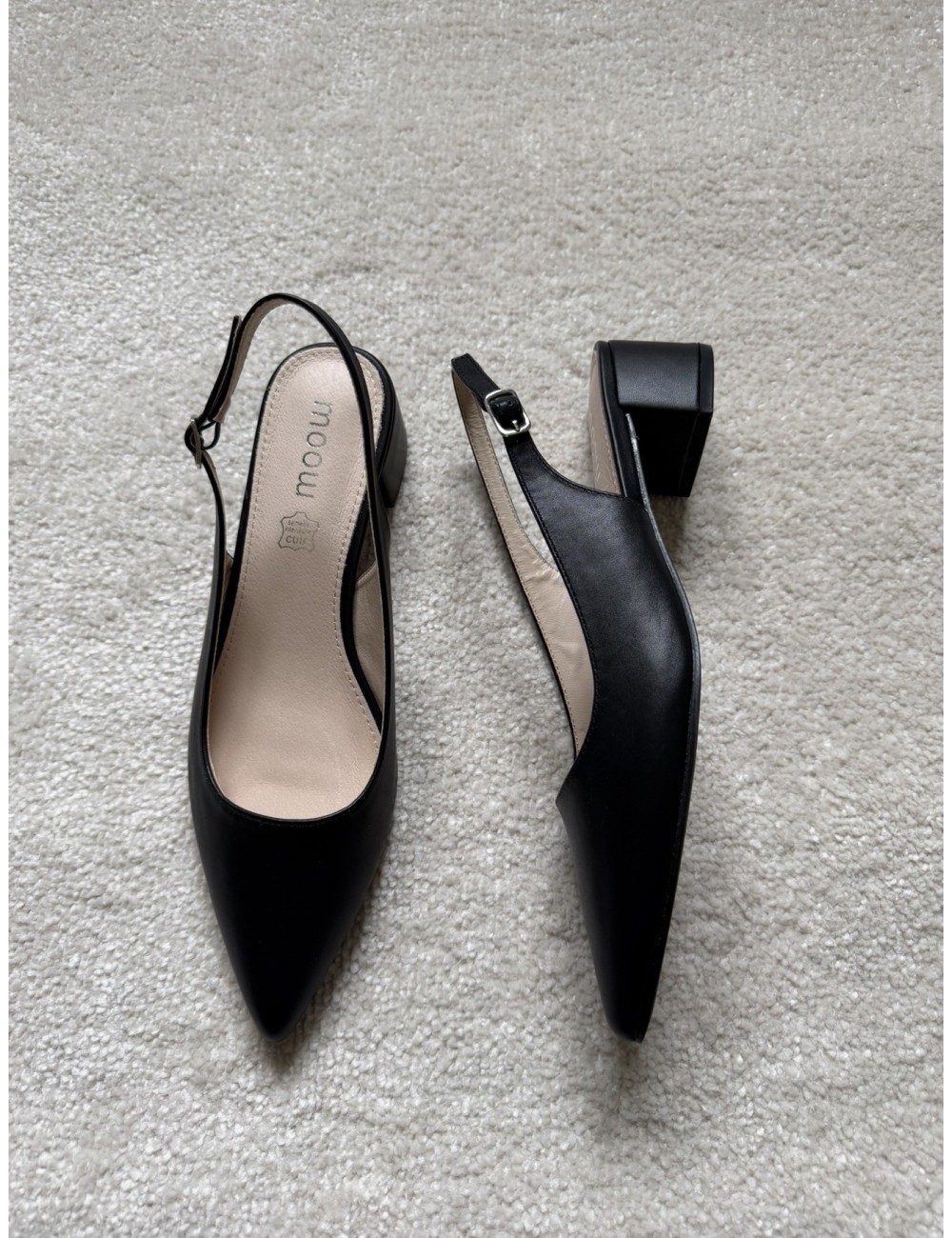 Escarpins slingback noirs à talons