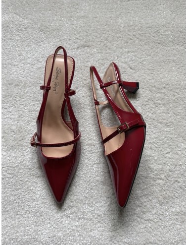 Slingbacks bordeaux vernies à talons