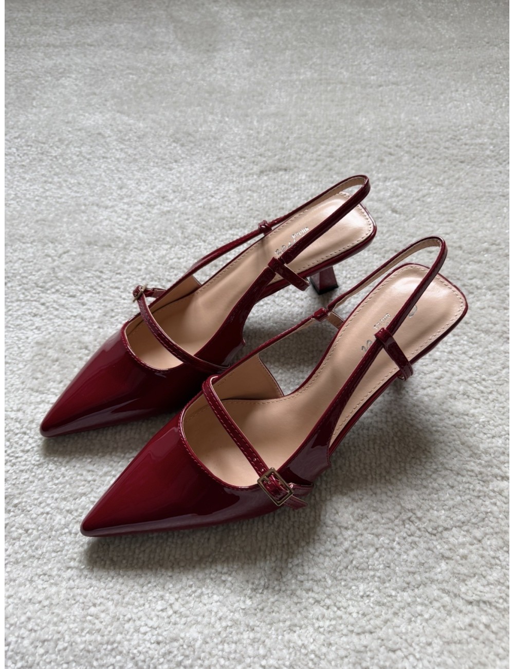 Slingbacks bordeaux vernies à talons