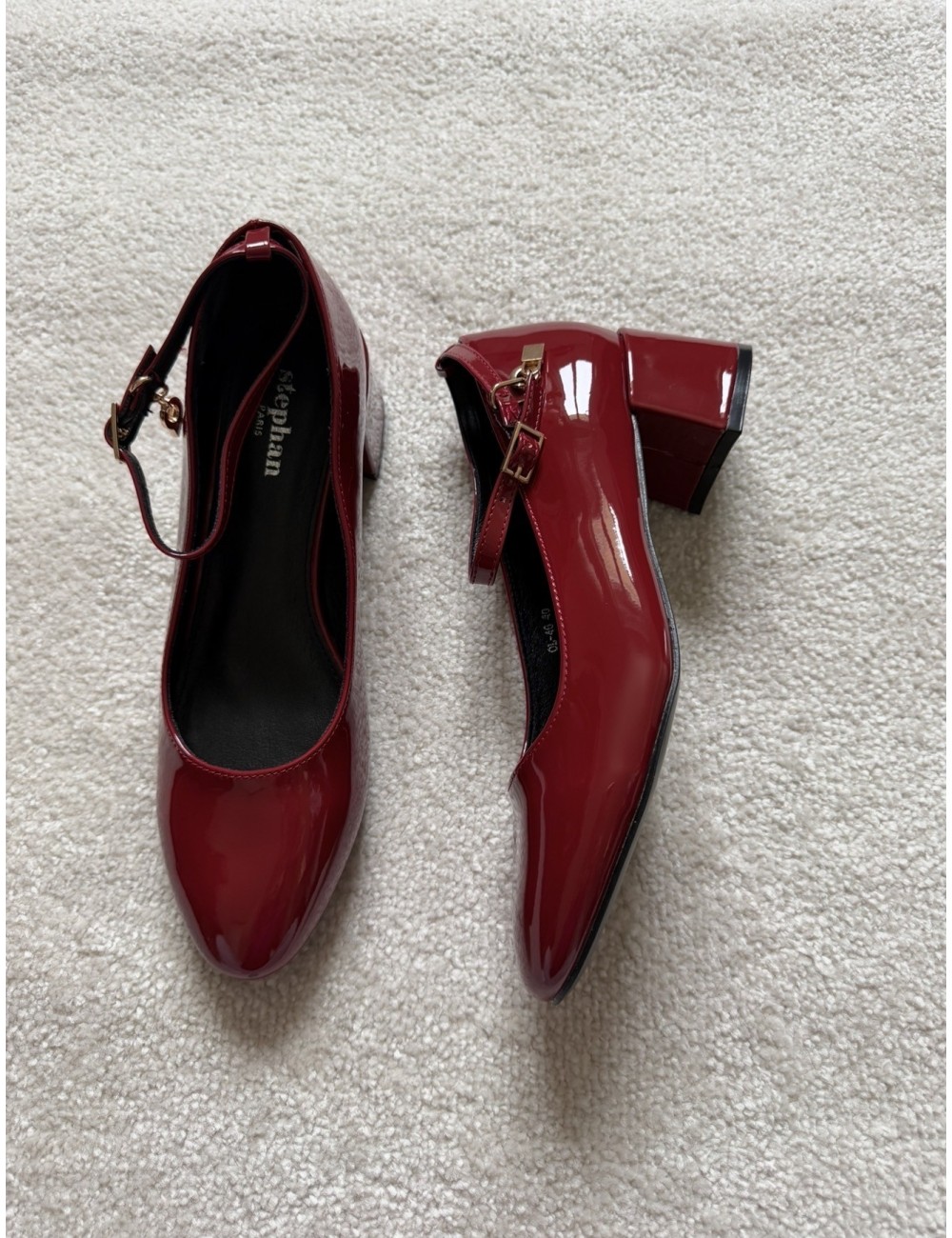 Babies à talons vernies bordeaux