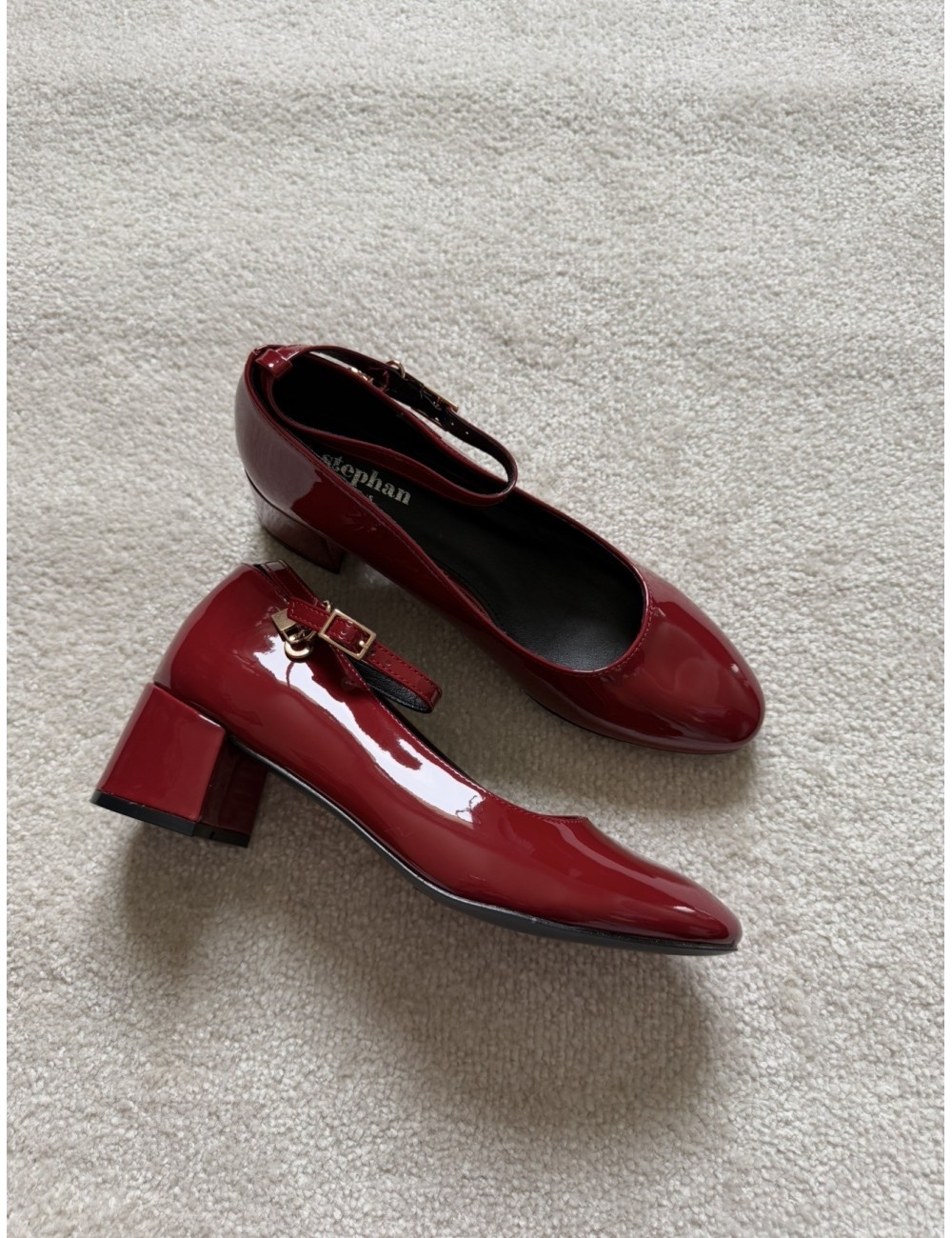 Babies à talons vernies bordeaux