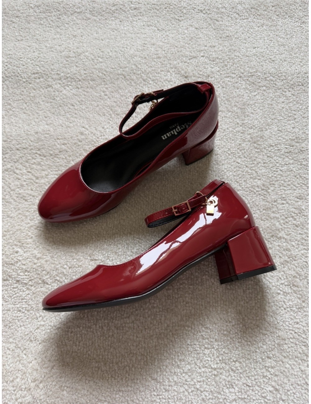 Babies à talons vernies bordeaux