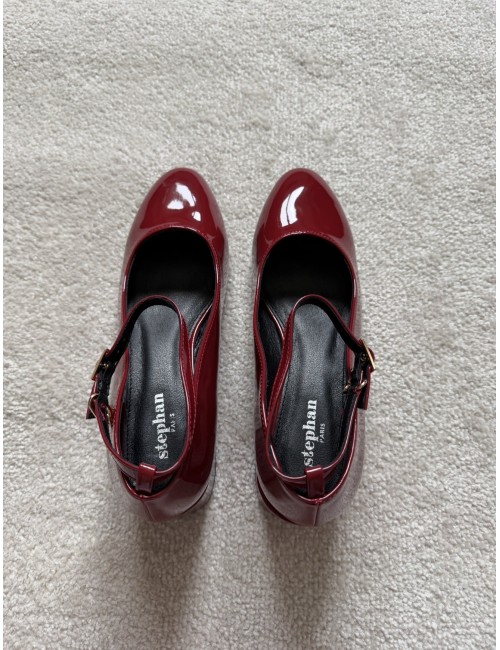 Babies à talons vernies bordeaux