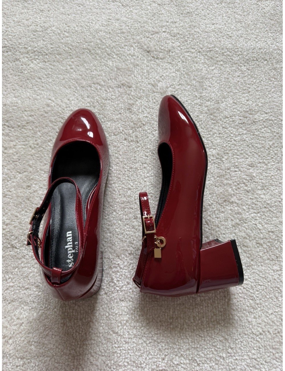 Babies à talons vernies bordeaux