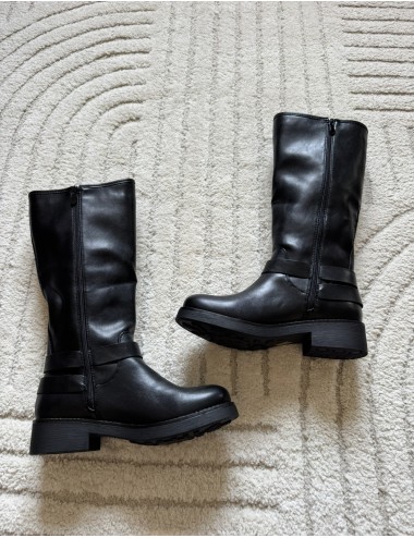 Bottes hautes noires style biker