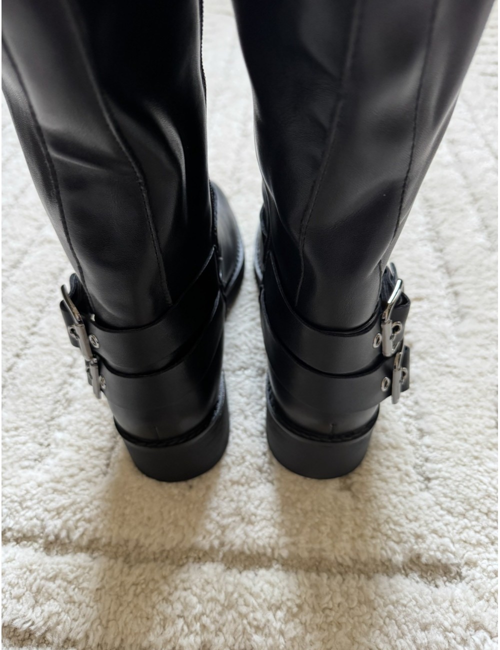 Bottes hautes noires style biker