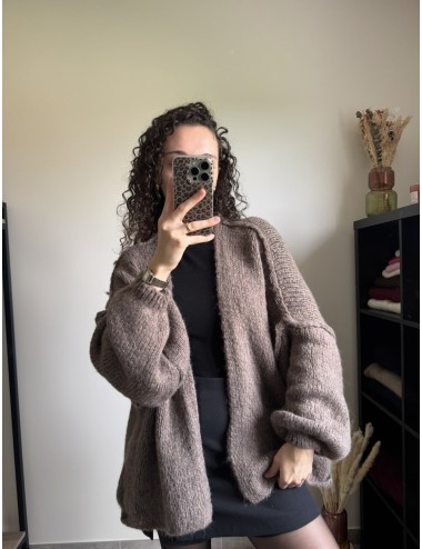 Gilet oversize manches bouffantes en mailles