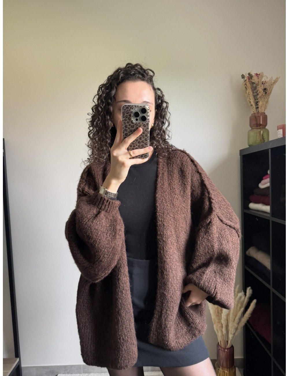 Gilet oversize manches bouffantes en mailles