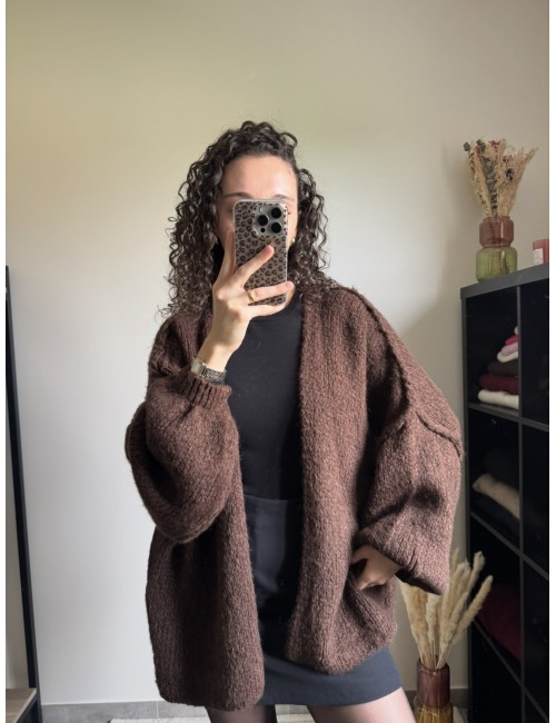 Gilet oversize manches bouffantes en mailles