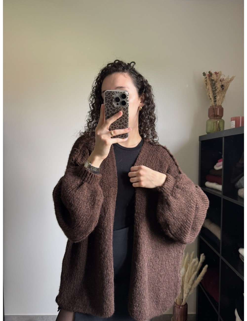 Gilet oversize manches bouffantes en mailles