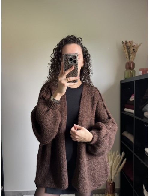 Gilet oversize manches bouffantes en mailles