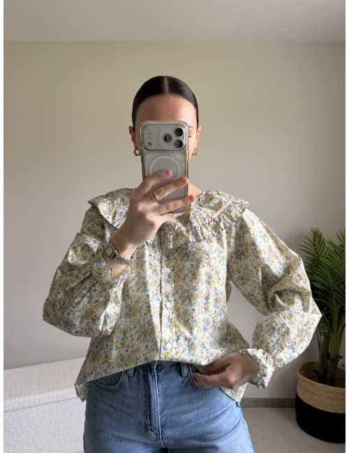 Chemise en coton col Claudine