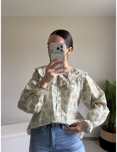 Chemise en coton col Claudine