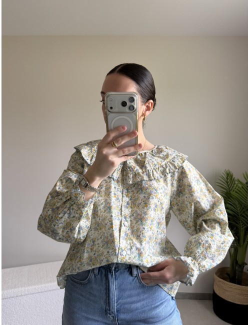 Chemise en coton col Claudine