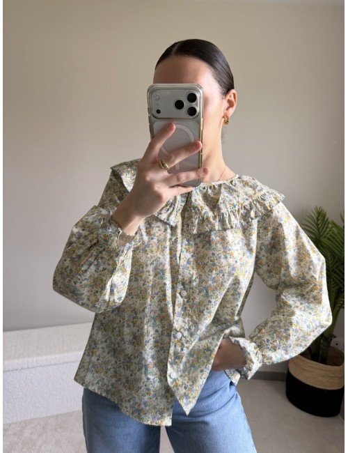 Chemise en coton col Claudine