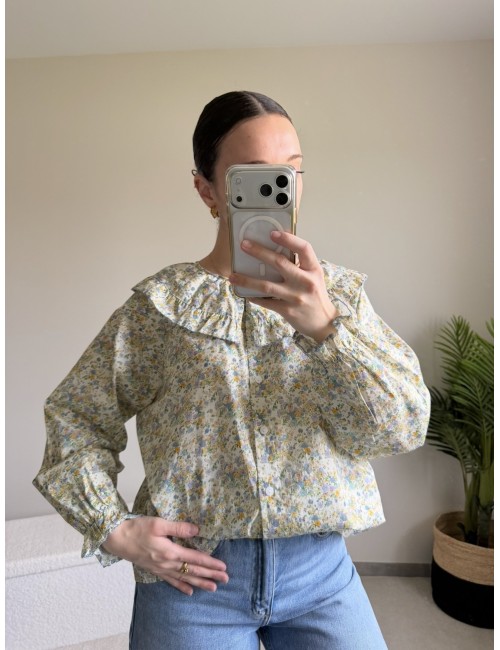 Chemise en coton col Claudine