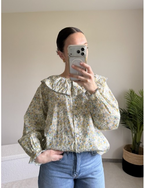 Chemise en coton col Claudine