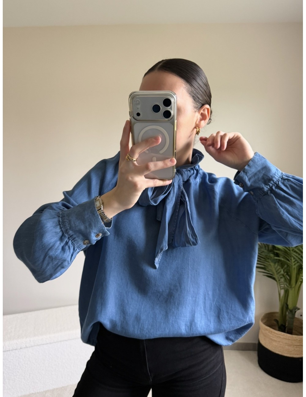 Blouse en coton avec noeud