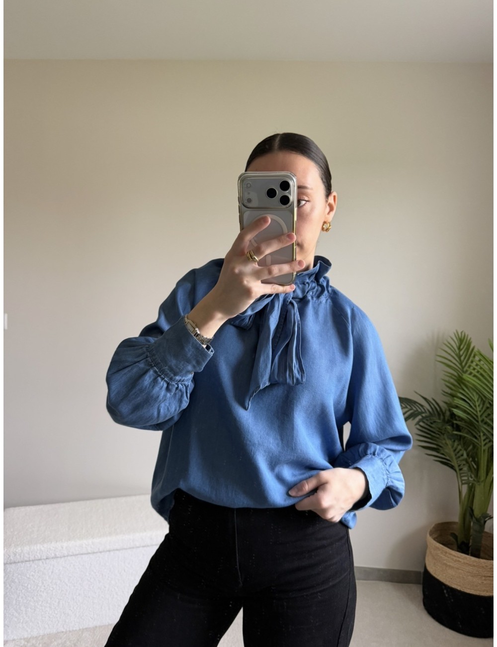 Blouse en coton avec noeud