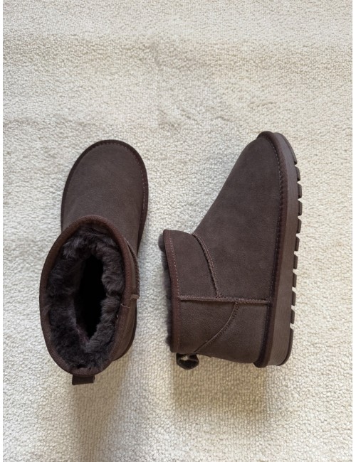 Bottines fourrées en daim et laine