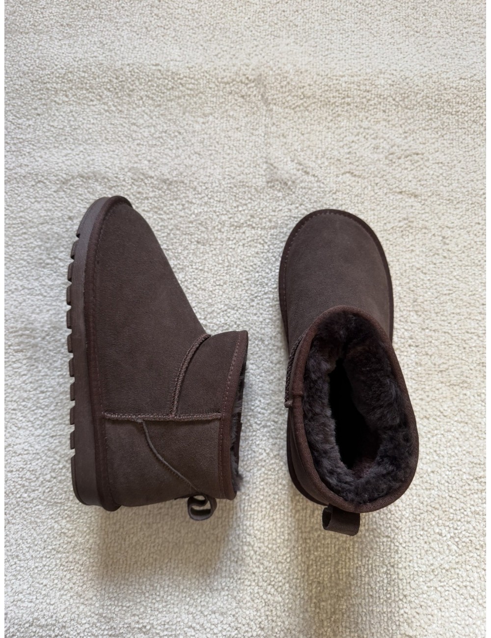 Bottines fourrées en daim et laine