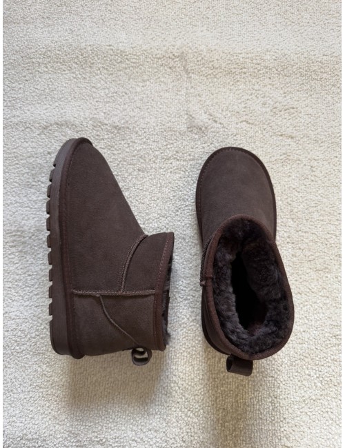 Bottines fourrées en daim et laine