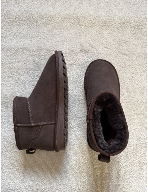 Bottines fourrées en daim et laine