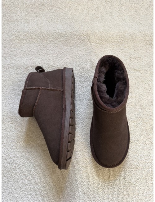 Bottines fourrées en daim et laine