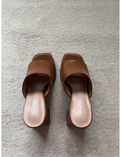 Mules marron à talons