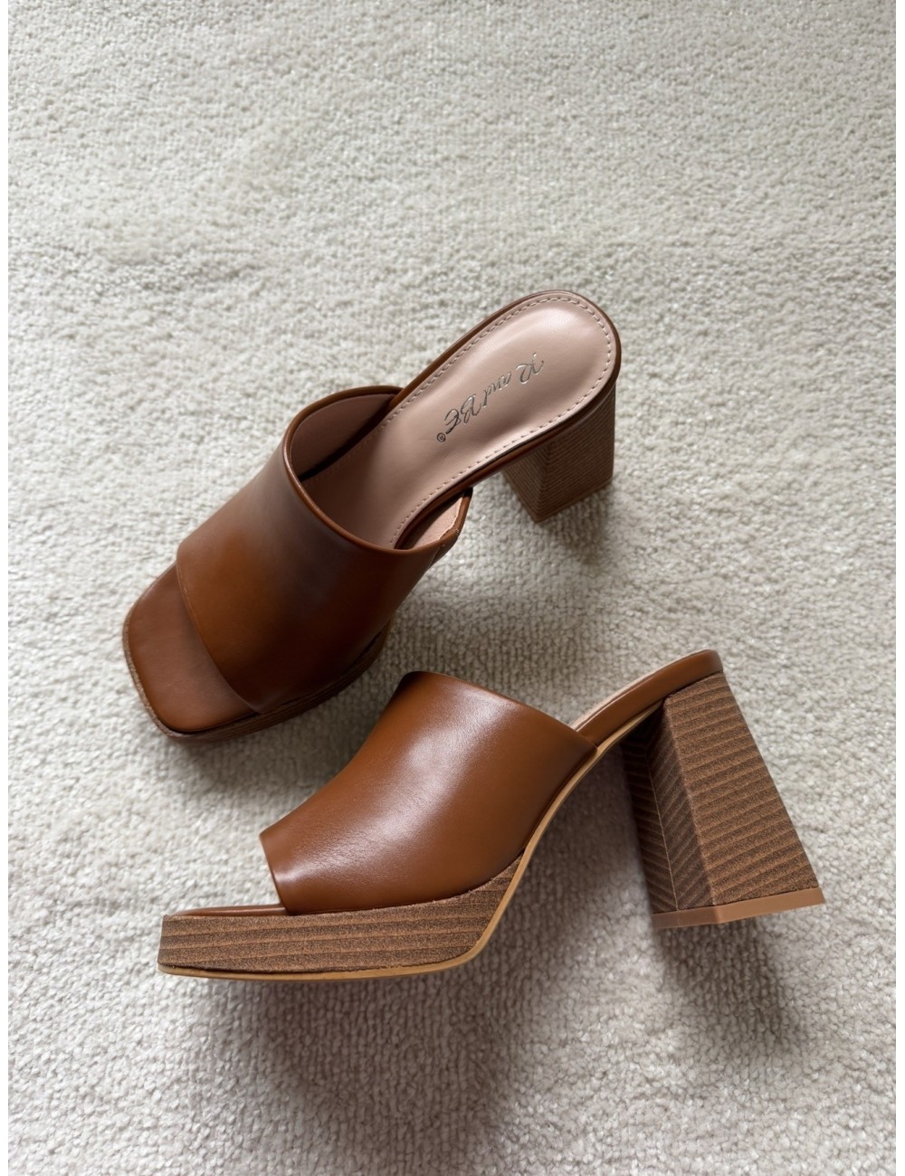 Mules marron à talons