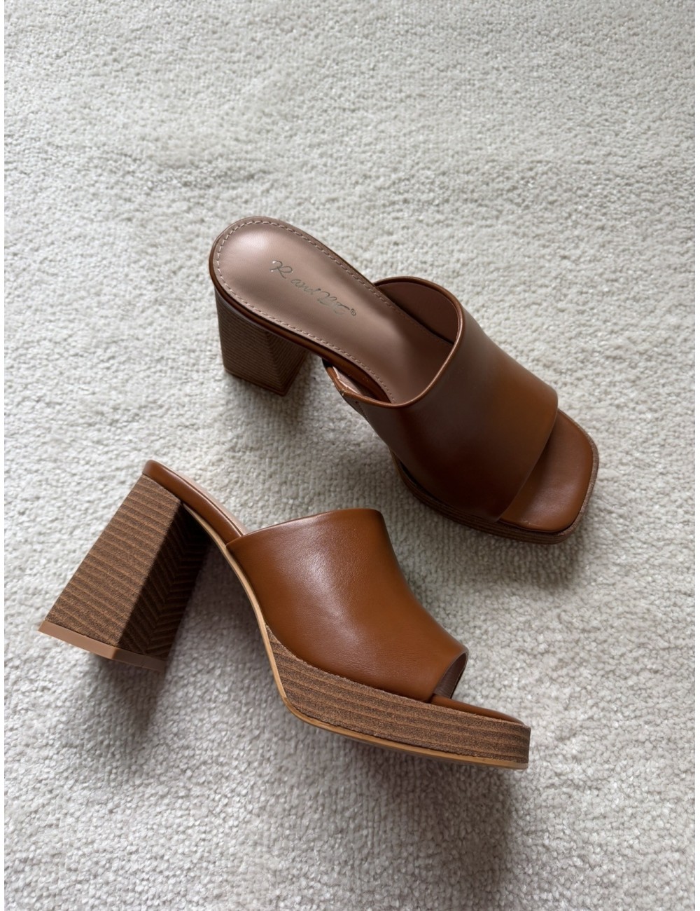 Mules marron à talons