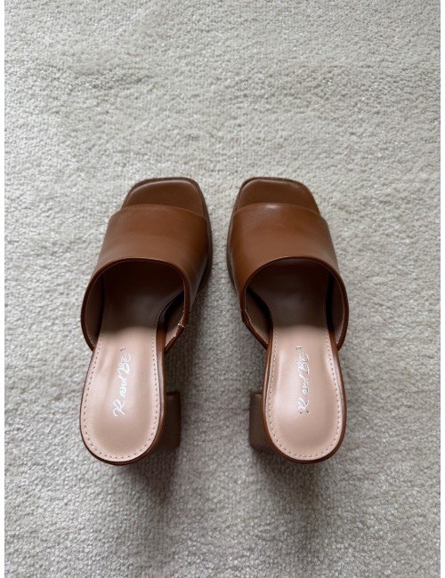 Mules marron à talons