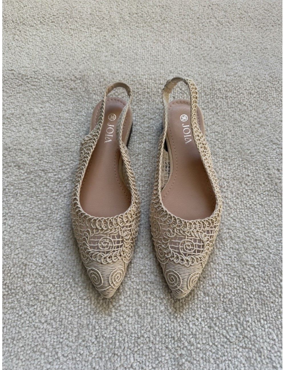 Slingback beiges en crochet