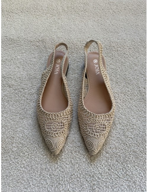 Slingback beiges en crochet