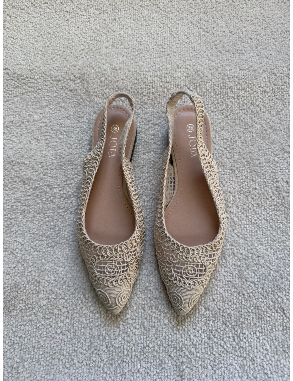 Slingback beiges en crochet