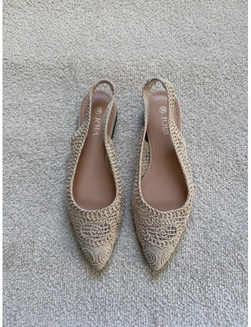Slingback beiges en crochet