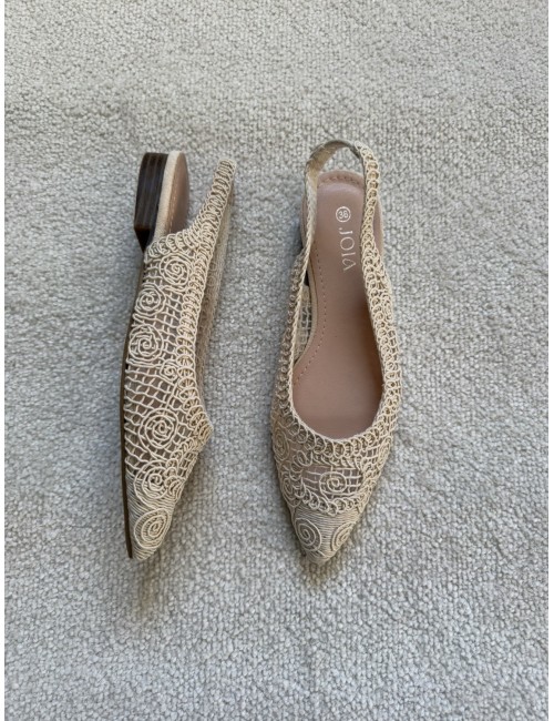 Slingback beiges en crochet