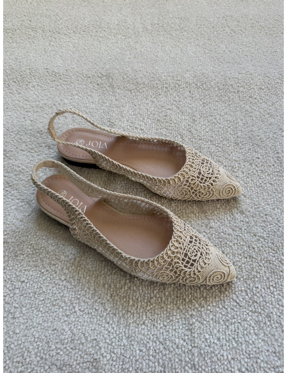 Slingback beiges en crochet