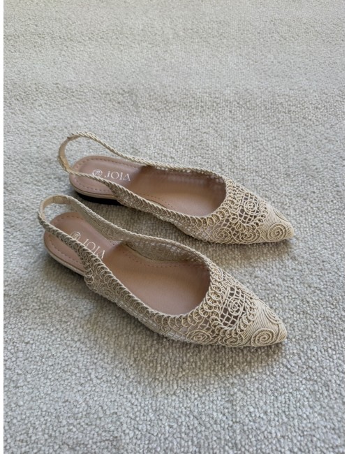 Slingback beiges en crochet