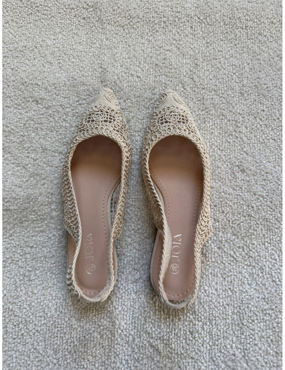 Slingback beiges en crochet