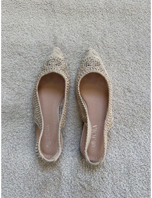 Slingback beiges en crochet