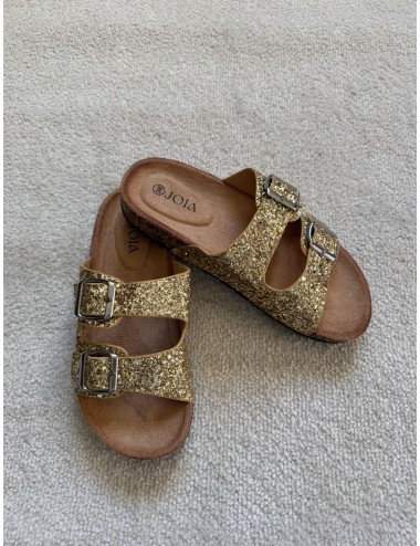 Mules plates dorées à paillettes