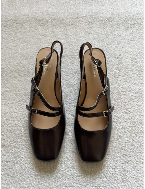 Slingback marrons à talons