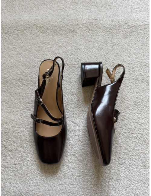 Slingback marrons à talons