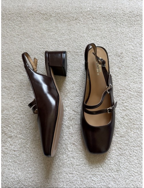 Slingback marrons à talons
