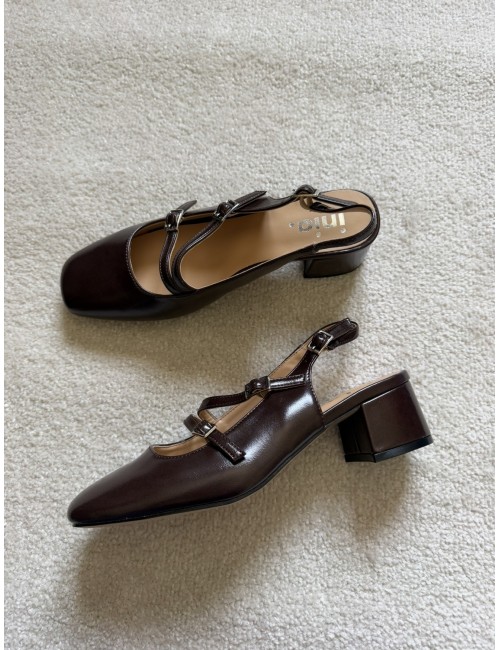 Slingback marrons à talons