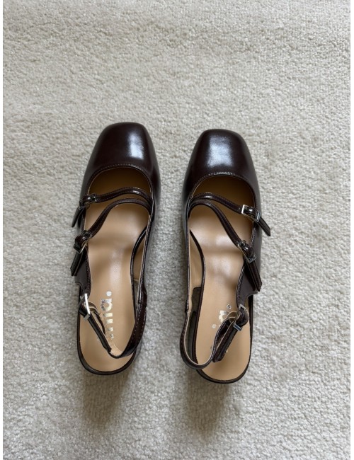 Slingback marrons à talons