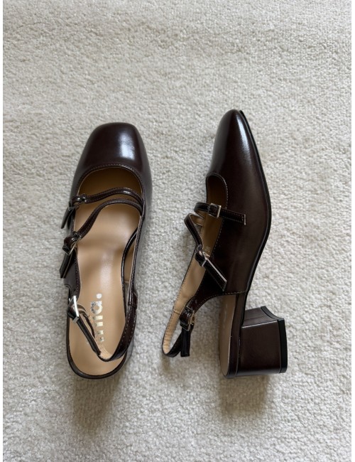 Slingback marrons à talons