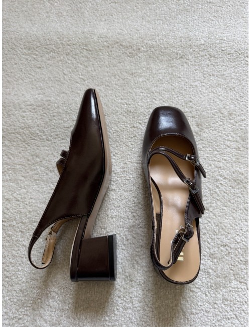 Slingback marrons à talons