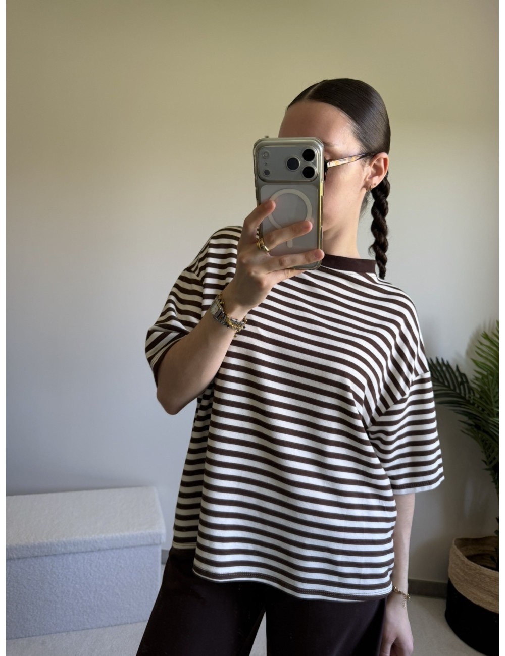 Top à rayures manches courtes